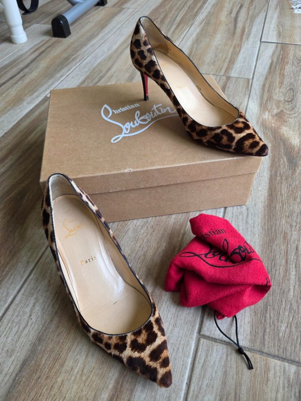 Christian Louboutin Piou Piou 85 Leopard Print Calf Hair Shoes Eur. 39 - Picture 2 of 15